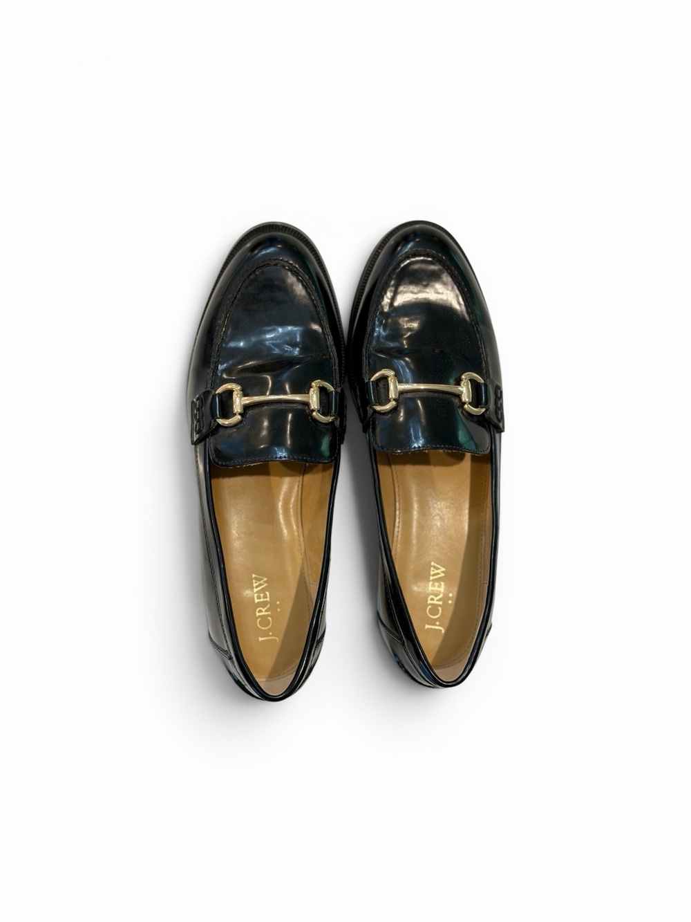 J. Crew Black Patent Leather Horsebit Loafers